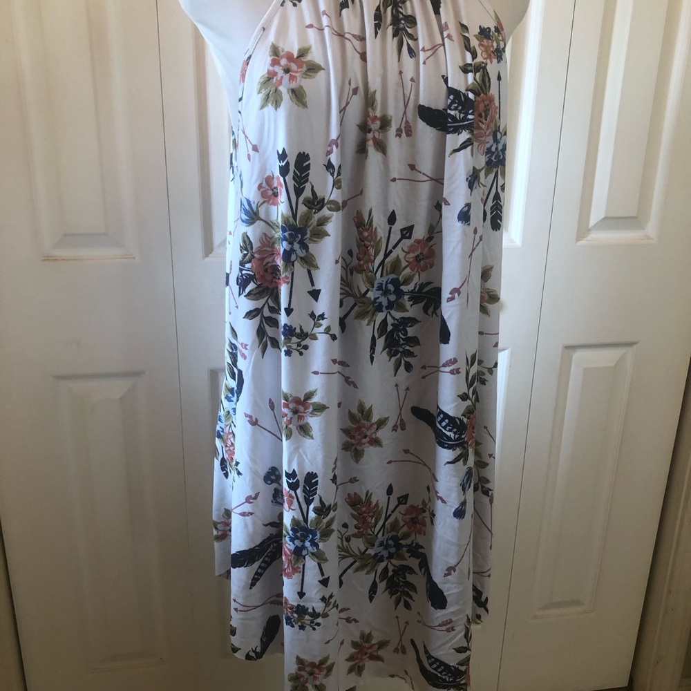 White Floral Halter Mini Dress - Elegant Summer Style